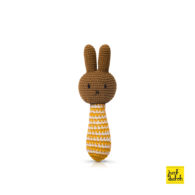 melanie handmade rattle, yellow striped + music